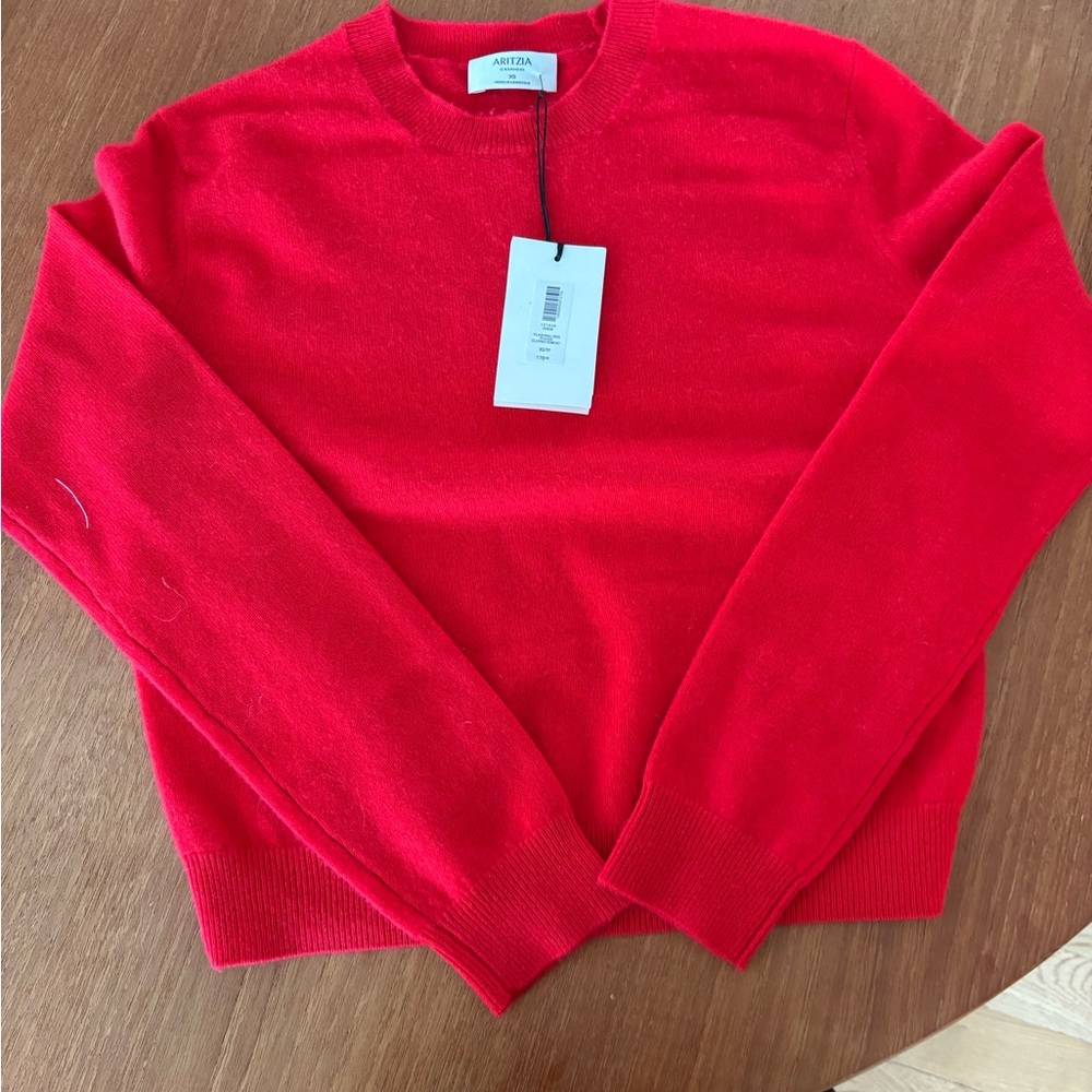 Aritzia Vibrant Red Crew Neck Sweater NWT